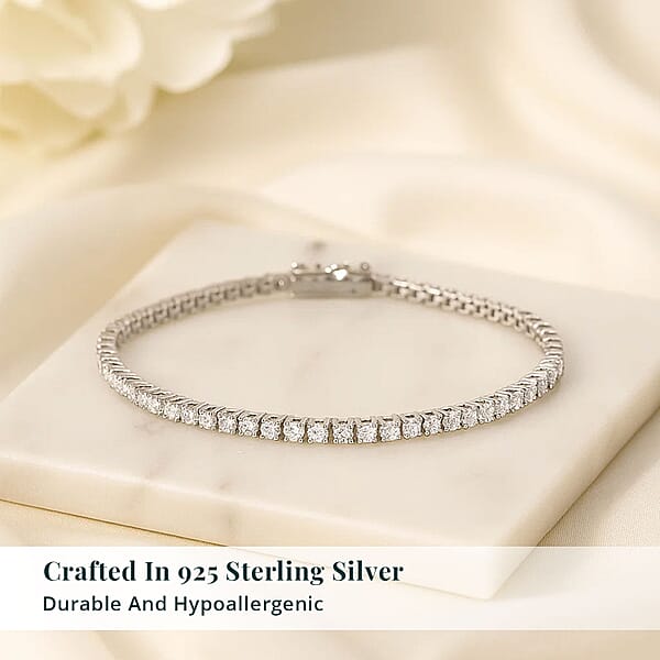 Shop Lc Luxuriant Lab Grown Diamond G-H SI 4.30 Ctw Tennis Bracelet In Rhodium Over Sterling Silver (8.00 In)