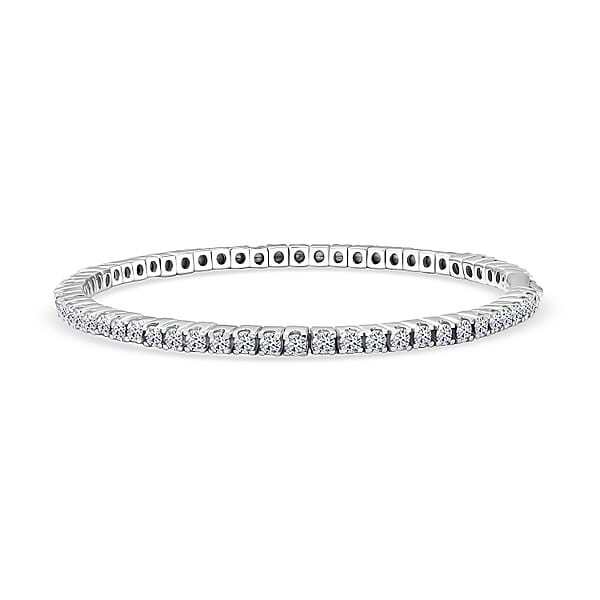 Shop Lc Luxuriant Lab Grown Diamond G-H SI 5.00 Ctw Bangle Bracelet In Rhodium Over Sterling Silver And Stainless Steel (7.50 In)