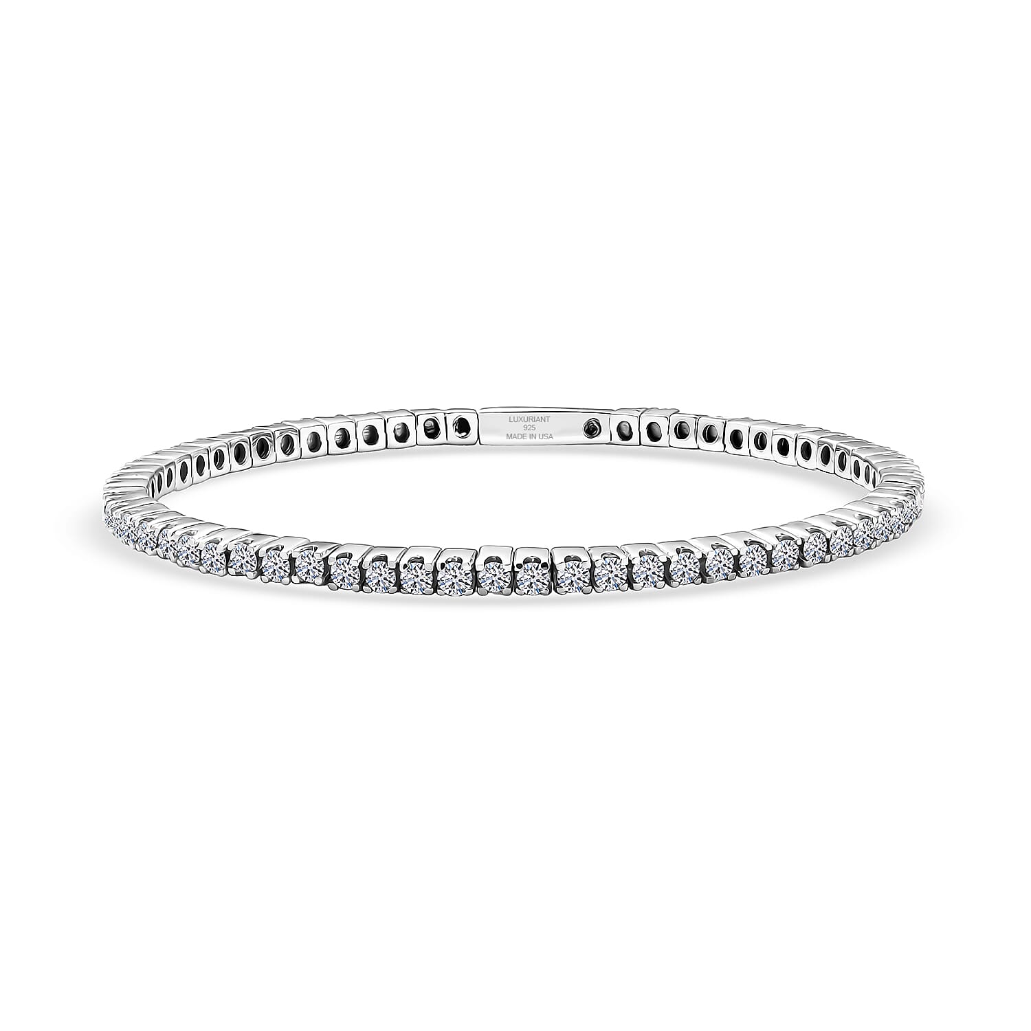 shop lc Luxuriant Lab Grown Diamond G-H SI 5.00 ctw Bangle Bracelet in Rhodium Over Sterling Silver and Stainless Steel (7.50 In)