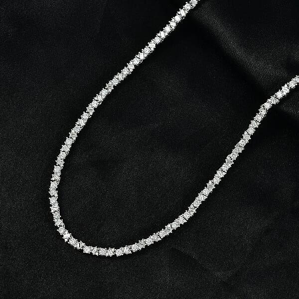 Shop Lc Luxuriant Lab Grown Diamond G-H SI 7.25 Ctw Romanesque Line Necklace In Rhodium Over Sterling Silver 18 Inches