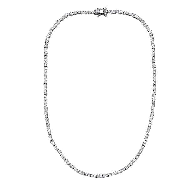 Shop Lc Luxuriant Lab Grown Diamond G-H SI 7.25 Ctw Romanesque Line Necklace In Rhodium Over Sterling Silver 18 Inches