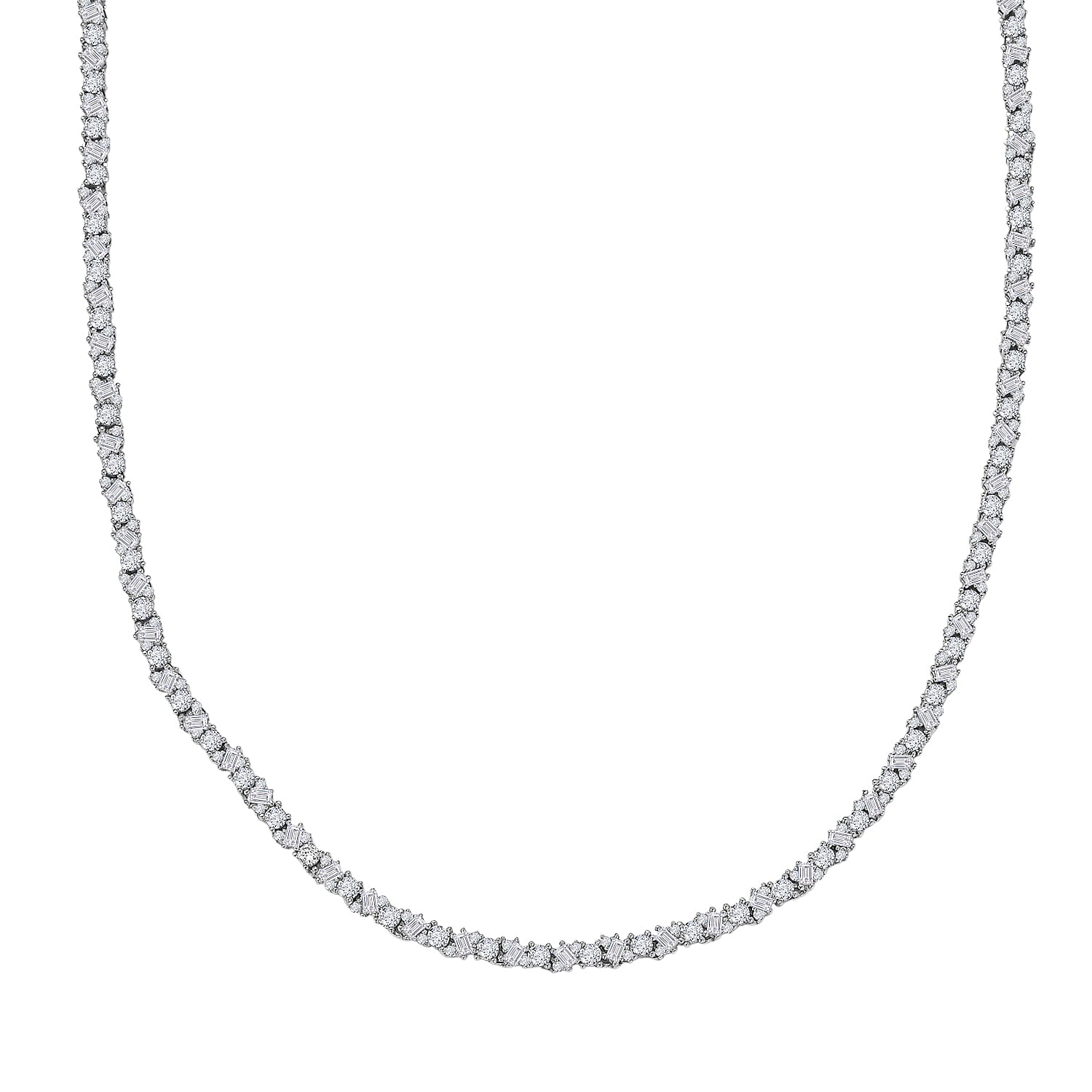 shop lc Luxuriant Lab Grown Diamond G-H SI 7.25 ctw Romanesque Line Necklace in Rhodium Over Sterling Silver 18 Inches