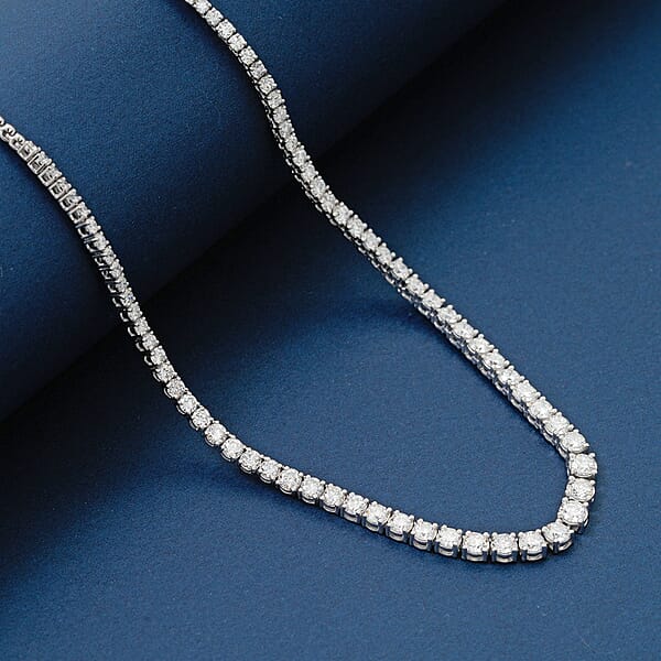 Shop Lc Luxuriant Lab Grown Diamond G-H SI 7.60 Ctw Eternal Spark Necklace In Sterling Silver 18 Inches