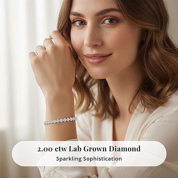 Shop Lc Luxuriant Lab Grown Diamond (G-H SI) Bracelet In Rhodium Over Sterling Silver 2.00 Ctw (8.00 Inches)