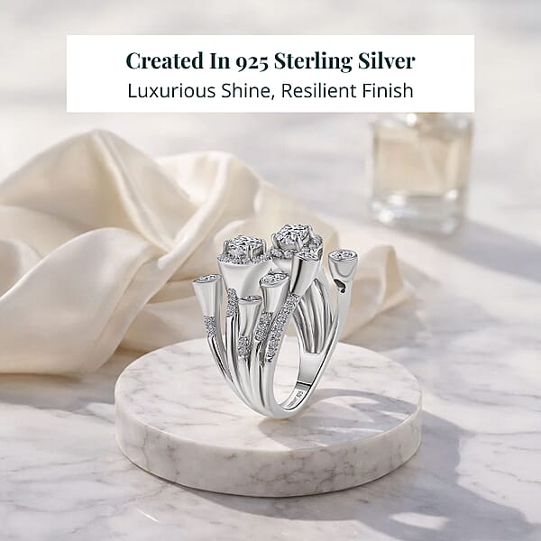 Shop Lc Luxuriant Lab Grown Diamond (G-H SI) Bubbles Ring In Rhodium Over Sterling Silver 1.50 Ctw