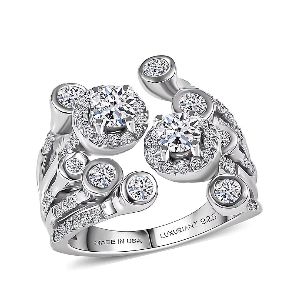 shop lc Luxuriant Lab Grown Diamond (G-H SI) Bubbles Ring in Rhodium Over Sterling Silver 1.50 ctw