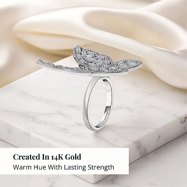 Shop Lc Luxuriant Lab Grown Diamond (G-H SI) Butterfly Ring In Rhodium Over Sterling Silver 1.00 Ctw