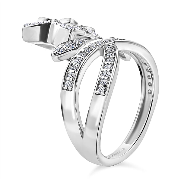 Shop Lc Luxuriant Lab Grown Diamond (G-H SI) Flower Ring In Rhodium Over Sterling Silver 0.75 Ctw