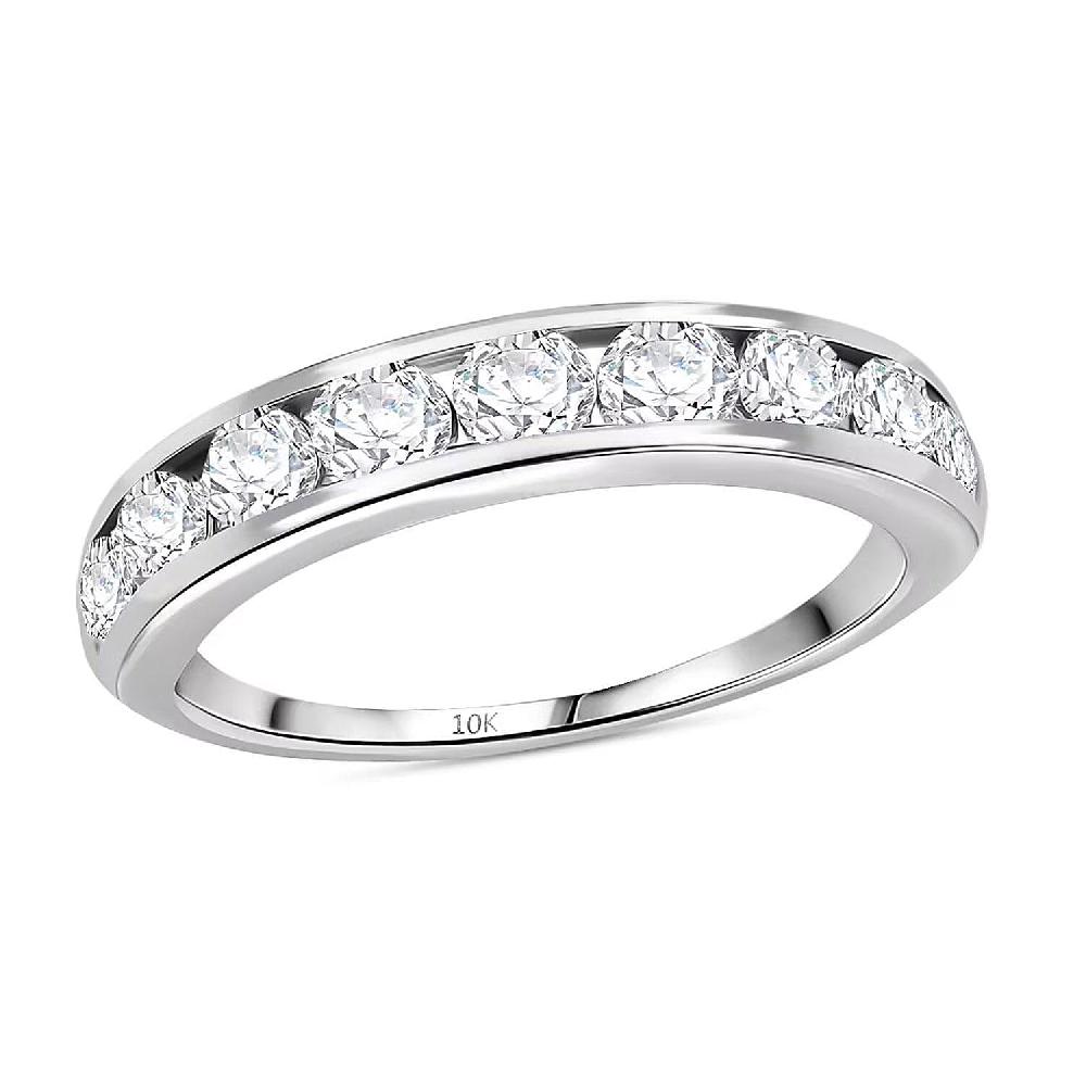 shop lc Luxuriant Lab Grown Diamond (G-H SI) Half Eternity Band Ring in 10K White Gold 1.00 ctw