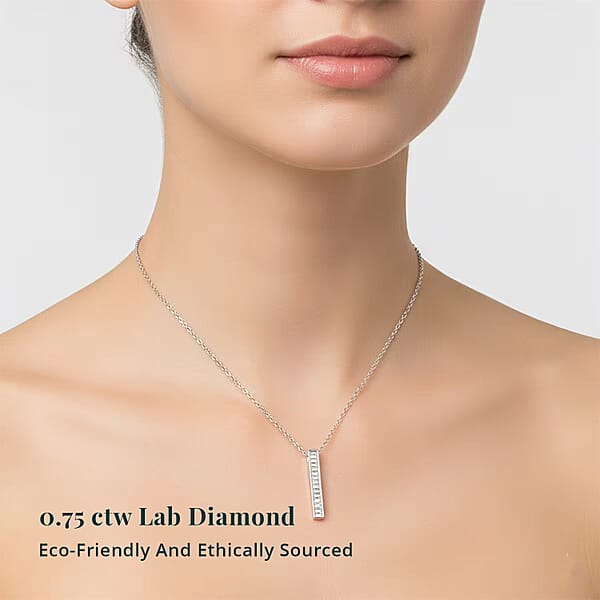 Shop Lc Luxuriant Lab Grown Diamond G-H VS 0.75 Ctw Axis Of Light Pendant Necklace In Sterling Silver 18 Inches