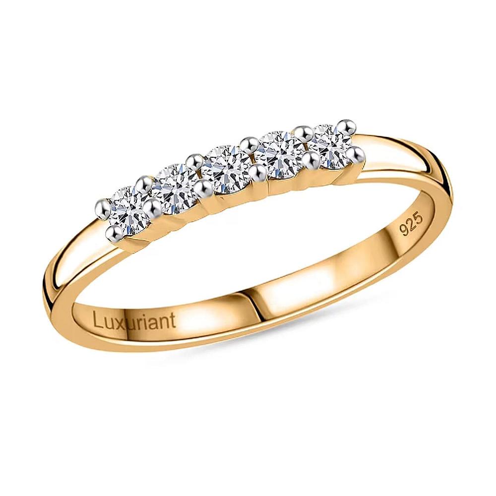 shop lc Luxuriant Lab Grown Diamond (G SI) 0.25 ctw Band Ring in 18K Vermeil Yellow Gold Over Sterling Silver (Del. In 8-10 Days)