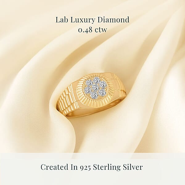 Shop Lc Luxuriant Lab Grown Diamond G SI 0.50 Ctw Men's Solar Crest Ring In 14K Yellow Gold Over Sterling Silver