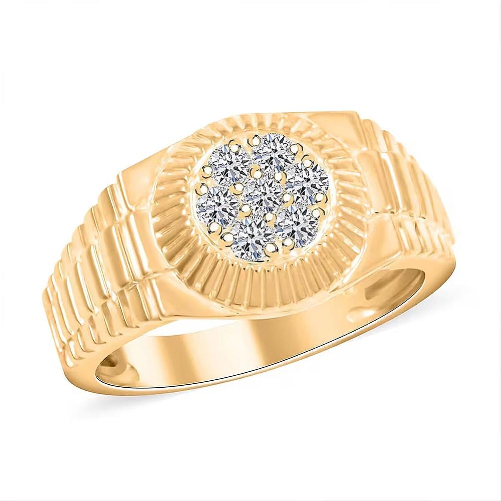 shop lc Luxuriant Lab Grown Diamond G SI 0.50 ctw Men's Solar Crest Ring in 14K Yellow Gold Over Sterling Silver