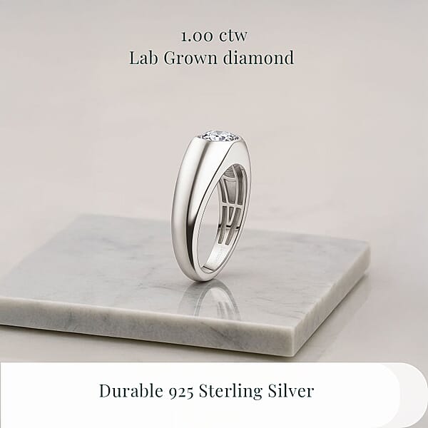 Shop Lc Luxuriant Lab Grown Diamond G SI 1.00 Ctw Men's Ring In Rhodium Over Sterling Silver (Del. In 12-15 Days)