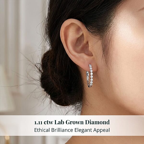 Shop Lc Luxuriant Lab Grown Diamond G SI 1.11 Ctw Arc Of Stars Earrings In Sterling Silver