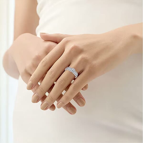 Shop Lc Luxuriant Lab Grown Diamond G SI 1.50 Ctw Ring In Rhodium Over Sterling Silver