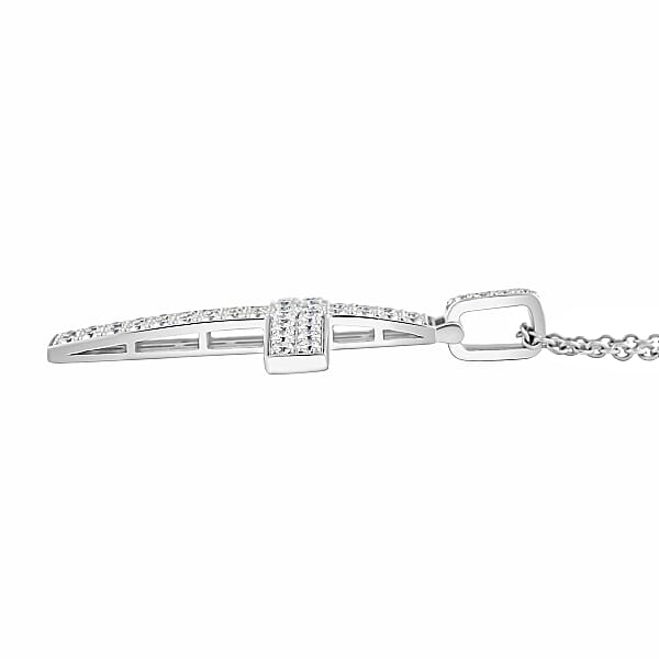 Shop Lc Luxuriant Lab Grown Diamond G SI 1.65 Ctw Cross Pendant Necklace In Sterling Silver 16-18 Inches