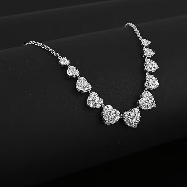 Shop Lc Luxuriant Lab Grown Diamond G SI 1.75 Ctw Enchanted Hearts Necklace In Sterling Silver 16-18 Inches