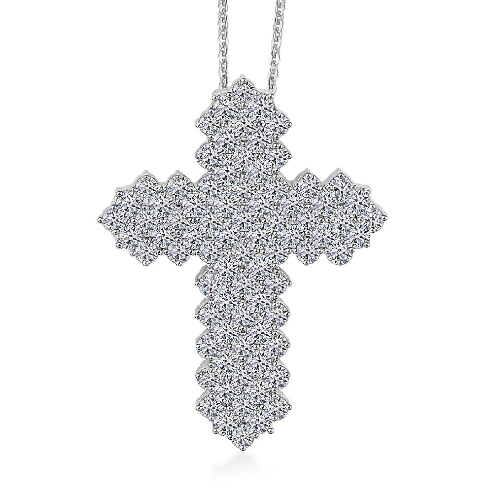 shop lc Luxuriant Lab Grown Diamond G SI 4.36 ctw Cross Pendant Necklace in Sterling Silver 16-18 Inches