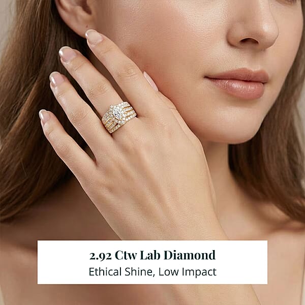 Shop Lc Luxuriant Lab Grown Diamond (G SI) Ring In 14K YG Over Sterling Silver 2.92 Ctw
