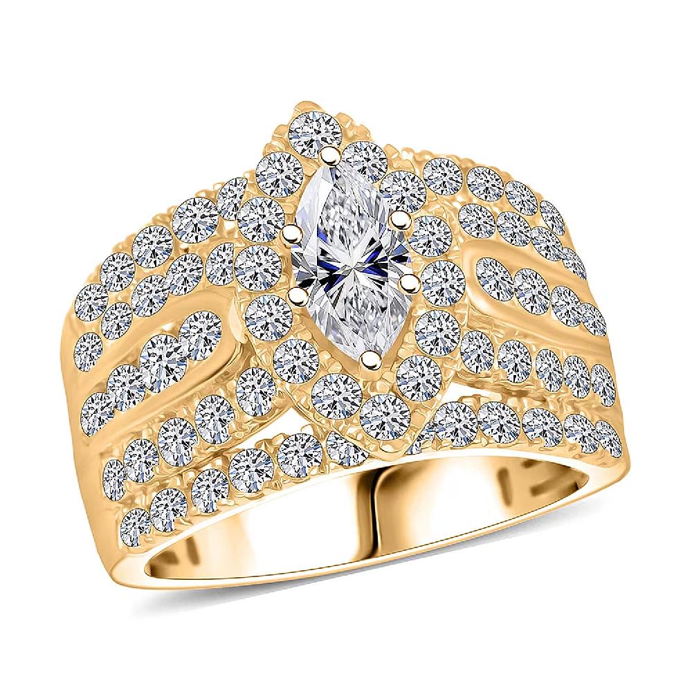 shop lc Luxuriant Lab Grown Diamond (G SI) Ring in 14K YG Over Sterling Silver 2.92 ctw