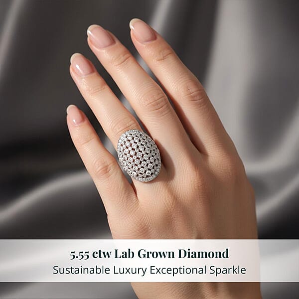 Shop Lc Luxuriant Lab Grown Diamond G SI1 5.55 Ctw Dome Ring In Sterling Silver
