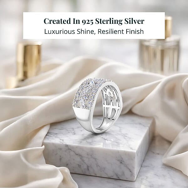 Shop Lc Luxuriant Lab Grown Diamond (G SI1) Ring In Sterling Silver 2.05 Ctw