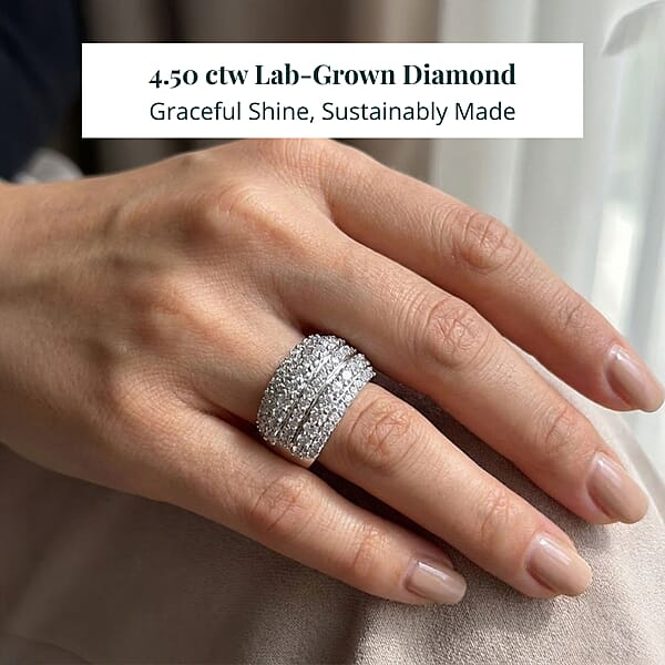 Shop Lc Luxuriant Lab Grown Diamond (G SI1) Ring In Sterling Silver 4.50 Ctw