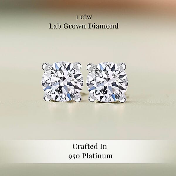 Shop Lc Luxuriant Lab Grown Diamond G VS 1.00 Ctw Stud Noble Light Earrings In 950 Platinum