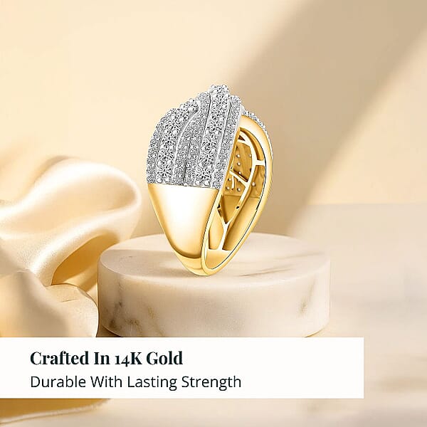 Shop Lc Luxuriant Lab Grown Diamond (G VS 10.0) 1.50 Ctw Interlace Criss-Cross Ring In 14K Yellow Gold Over Sterling Silver
