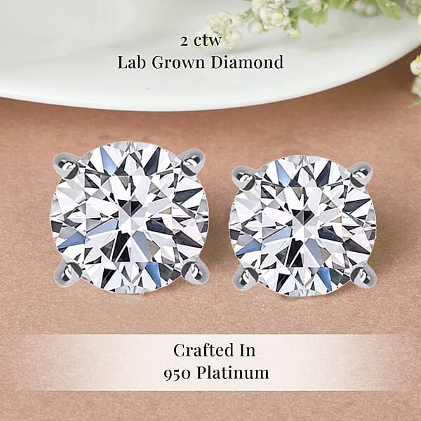 Shop Lc Luxuriant Lab Grown Diamond G VS 2.00 Ctw Stud Earrings In 950 Platinum