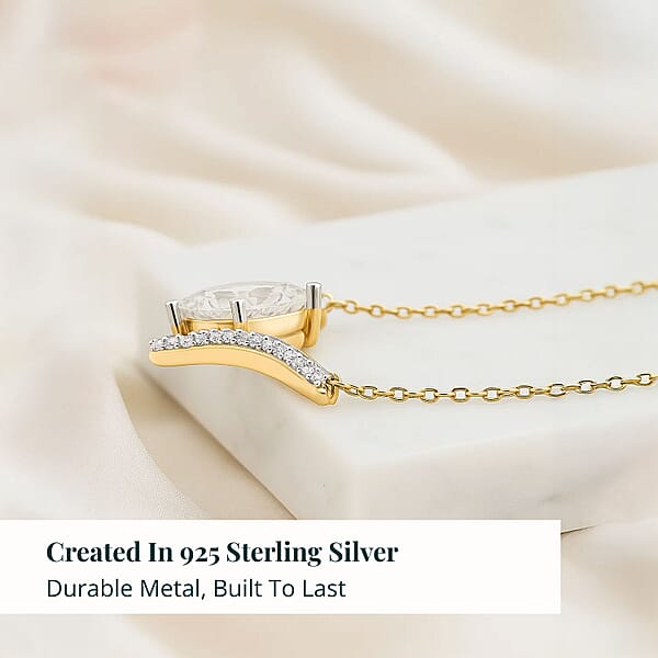 Shop Lc Luxuriant Lab Grown Diamond G VS 2.75 Ctw Pendant Necklace 18 Inches In 14K Yellow Gold Over Sterling Silver