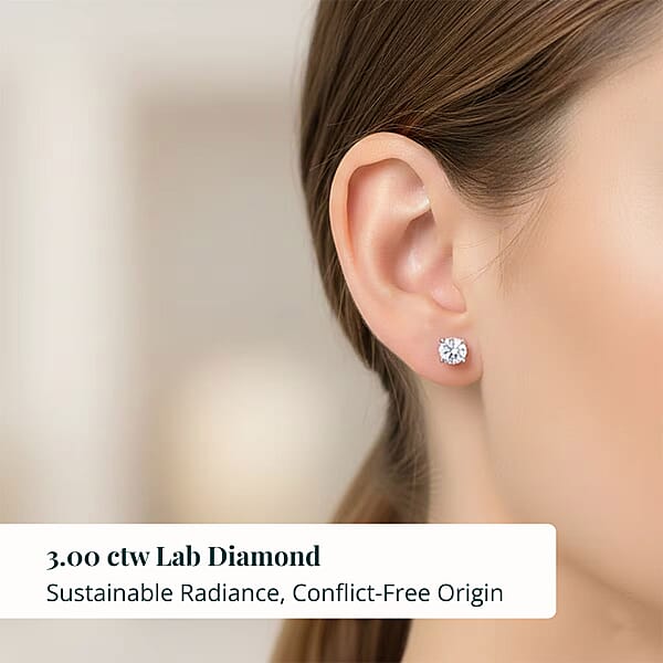 Shop Lc Luxuriant Lab Grown Diamond G VS 3.00 Ctw Earrings In 14K White Gold
