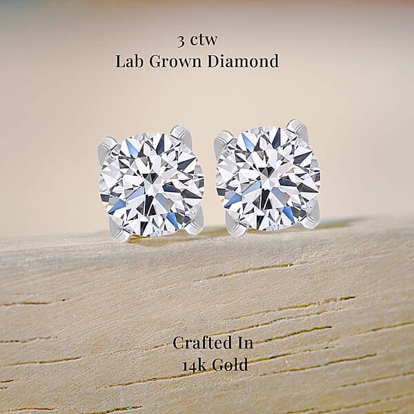 Shop Lc Luxuriant Lab Grown Diamond G VS 3.00 Ctw Stud Earrings In 14K White Gold