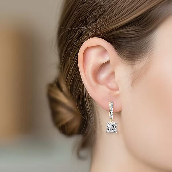 Shop Lc Luxuriant Lab Grown Diamond G VS 4.25 Ctw Earrings In 14K Yellow Gold Over Sterling Silver