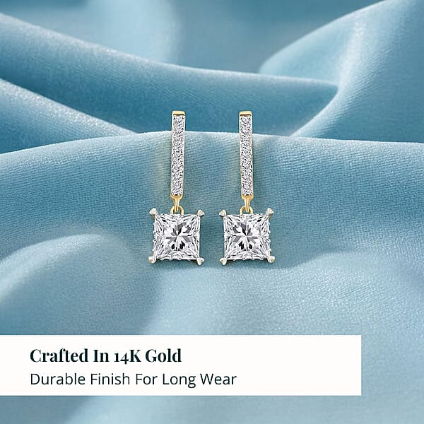 Shop Lc Luxuriant Lab Grown Diamond G VS 4.25 Ctw Earrings In 14K Yellow Gold Over Sterling Silver
