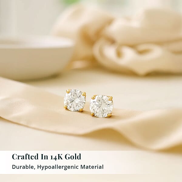 Shop Lc Luxuriant Lab Grown Diamond G VS2 10.00 Ctw Classic Solitaire Earrings In 14K Yellow Gold