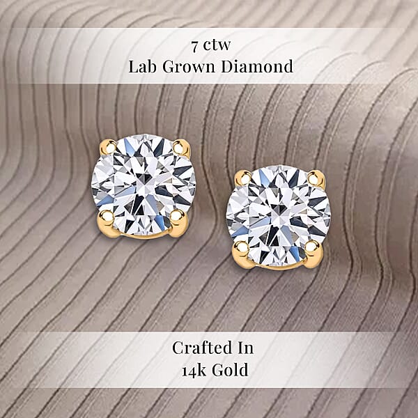 Shop Lc Luxuriant Lab Grown Diamond G VS2 7.00 Ctw Earrings In 14K Yellow Gold
