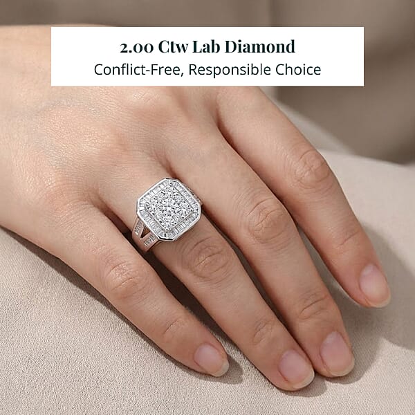 Shop Lc Luxuriant Lab Grown Diamond Geometry Ring In Rhodium Over Sterling Silver 2.00 Ctw
