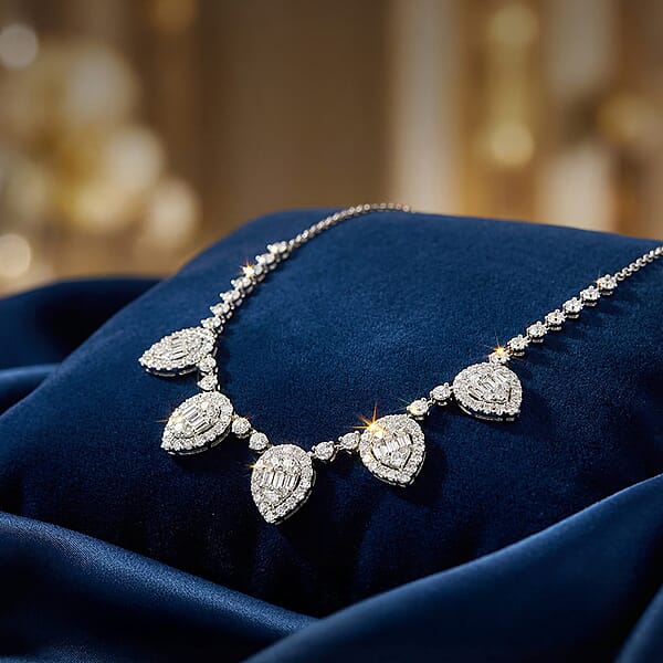 Shop Lc Luxuriant Lab Grown Diamond Heart Cascade Necklace In Sterling Silver 6.88 Ctw (18 Inches)