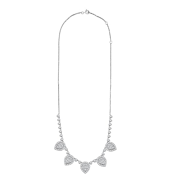 Shop Lc Luxuriant Lab Grown Diamond Heart Cascade Necklace In Sterling Silver 6.88 Ctw (18 Inches)