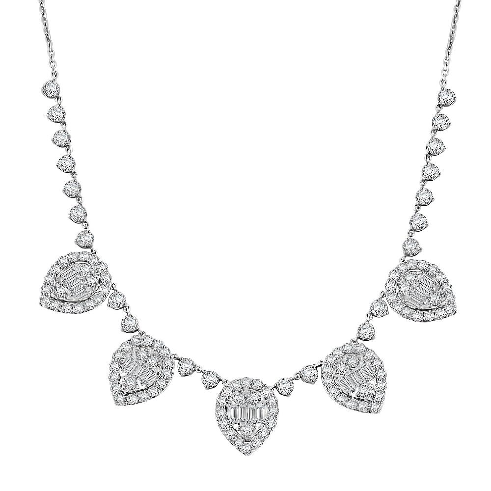 shop lc Luxuriant Lab Grown Diamond Heart Cascade Necklace in Sterling Silver 6.88 ctw (18 Inches)