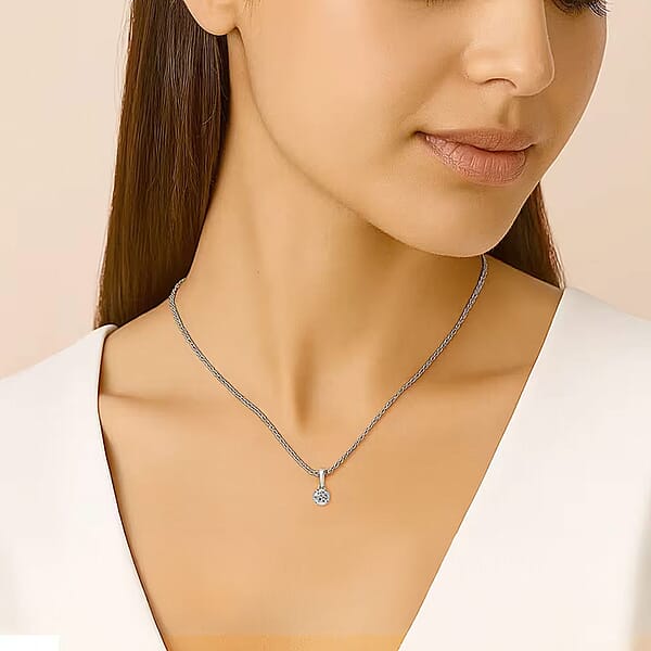 Shop Lc Luxuriant Lab Grown Diamond I2 0.20 Ctw Pendant Necklace In Rhodium Over Sterling Silver 20 Inches