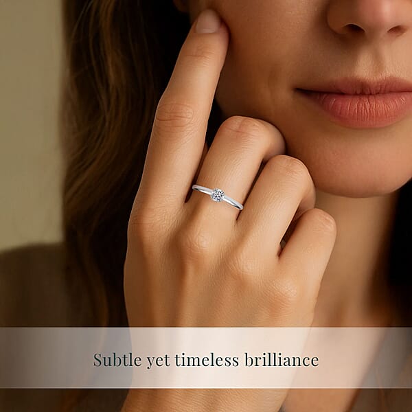 Shop Lc Luxuriant Lab Grown Diamond I2 0.20 Ctw Ring In Rhodium Over Sterling Silver