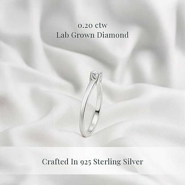 Shop Lc Luxuriant Lab Grown Diamond I2 0.20 Ctw Ring In Rhodium Over Sterling Silver