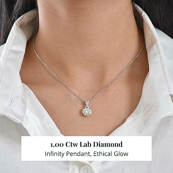 Shop Lc Luxuriant Lab Grown Diamond Infinity Pendant Necklace In Rhodium Over Sterling Silver 1.00 Ctw (20 Inches)