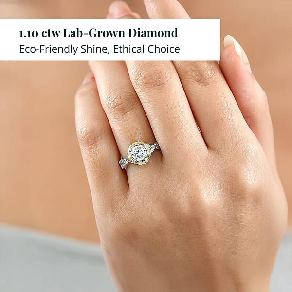 Shop Lc Luxuriant Lab Grown Diamond Infinity Ring In 18K Vermeil YG And Rhodium Over Sterling Silver 1.10 Ctw