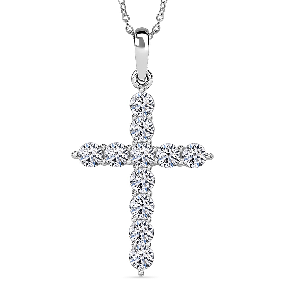 shop lc Luxuriant Lab Grown Diamond Jesus Cross Pendant in 10K White Gold with Stainless Steel Necklace 0.60 ctw (20 Inches)