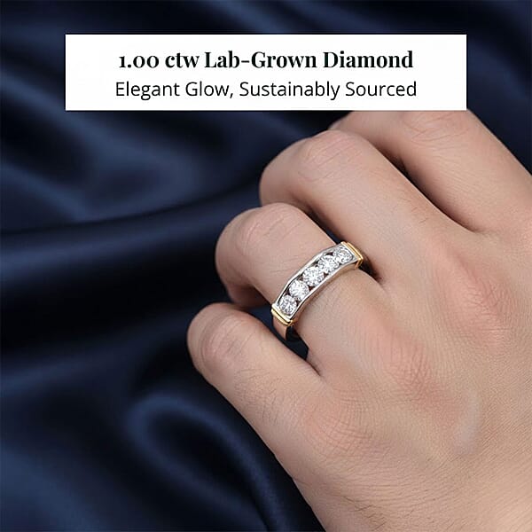 Shop Lc Luxuriant Lab Grown Diamond Men's Ring In 14K YG Over And Sterling Silver 1.00 Ctw