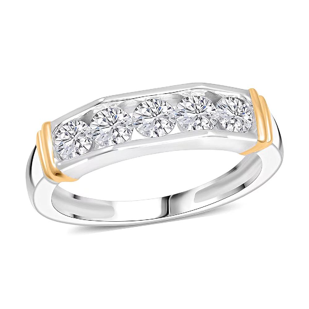 shop lc Luxuriant Lab Grown Diamond Men's Ring in 14K YG Over and Sterling Silver 1.00 ctw